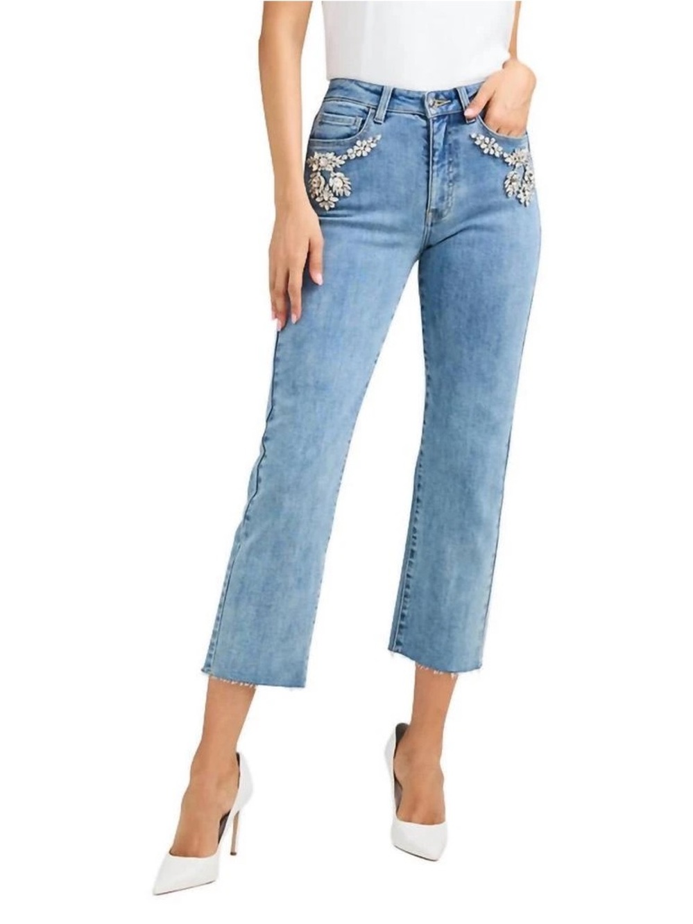 Generation Love Carolyn Crystal Denim Pants Jeans Nwt Size 28 Bahia Blue